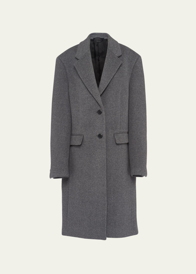 Shop Prada Velour Wool Cashmere Coat In F0480 Ardesia