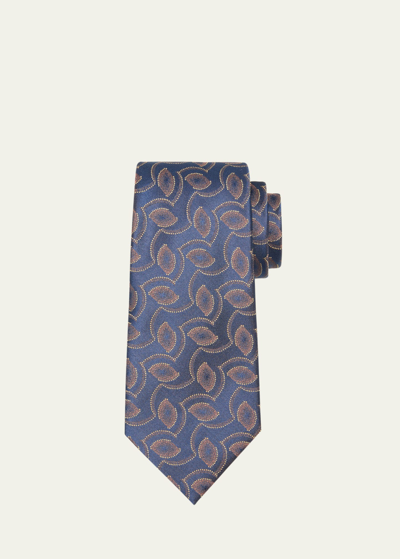 Shop Charvet Men's Geometric Oval Jacquard Silk Tie In 5 Navy