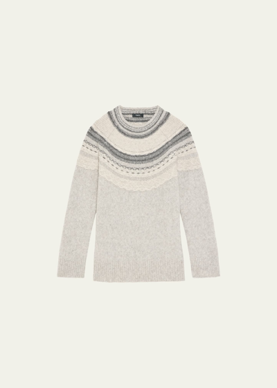 Shop Theory Fair Isle Pullover Sweater In Ltgrymlmul