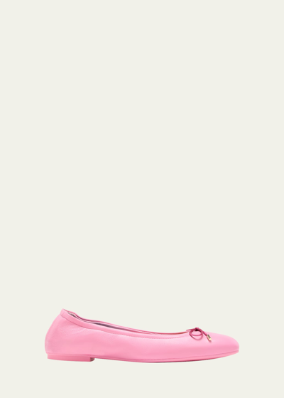 Shop Stuart Weitzman Bardot Lambskin Bow Ballerina Flats In India Pink