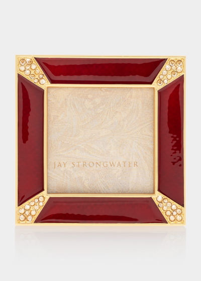 Jay Strongwater Crystal Pave Corner Square Frame In Ruby