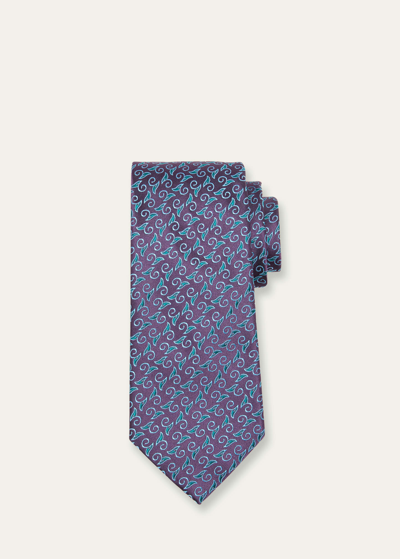 Shop Charvet Men's Leaf And Curl Silk Tie In 10 Purple