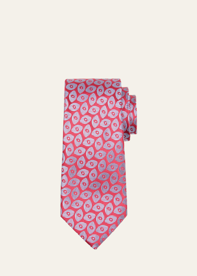 Shop Charvet Men's Oval Jacquard Silk Tie In 10 Red