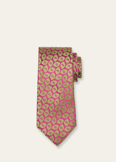 Shop Charvet Men's Oval Jacquard Silk Tie In 4 Green