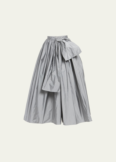 Shop Alexander Mcqueen Ruched Midi Skirt With Bow Detail In Silver