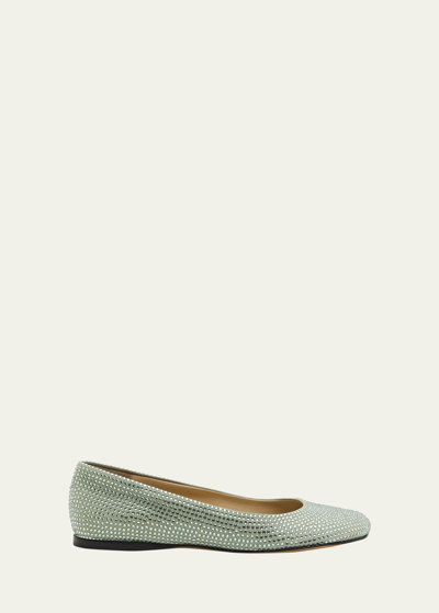 Shop Loewe Toy Strass Leather Ballerina Flats In Pistachio