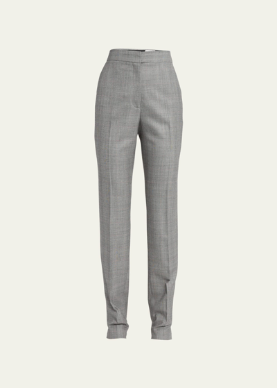 Shop Alexander Mcqueen Prince Of Wales Tapered Leg Wool Trousers In Black Whit