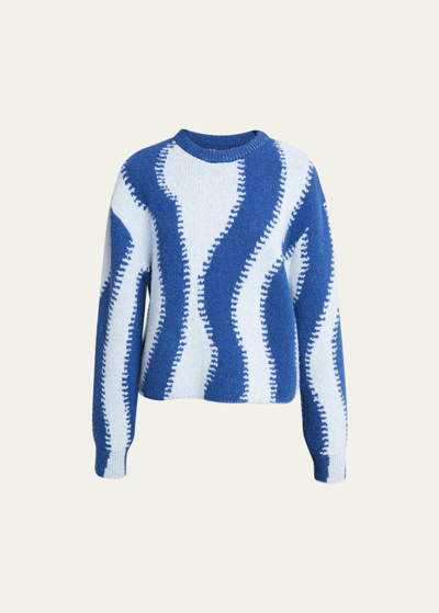 Shop Loewe Wavy Wool Sweater In Light Blue