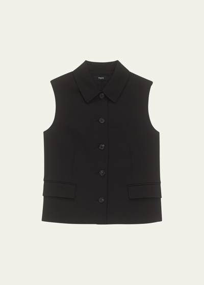 Shop Theory Tailored Wool-blend Vest In Blk