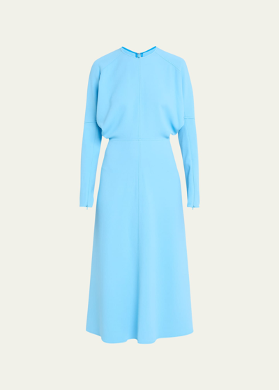 Shop Victoria Beckham Dolman Sleeve Midi Dress In Sky Blue