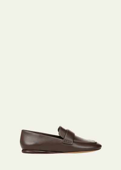 Shop Vince Davis Leather Easy Loafers In Cacaobrown