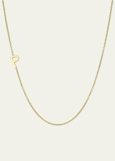 Shop Zoe Lev Jewelry 14k Yellow Gold Asymmetrical Initial T Necklace In P