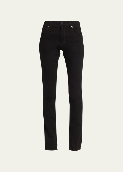 Shop Haikure Sherry Straight Split-hem Jeans In Pitch Black