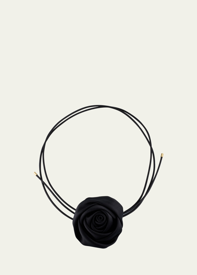 Shop Natasha Accessories Limited Rose Choker In Black