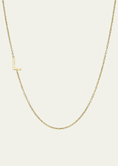 Shop Zoe Lev Jewelry 14k Yellow Gold Asymmetrical Initial T Necklace In L