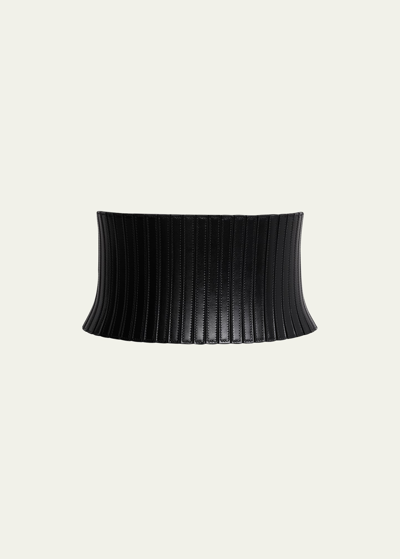 Shop Alaïa Striped Leather Corset Belt In Noir