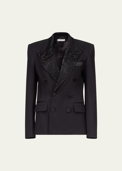 Shop Area Crystal Wool Blazer Jacket In Black