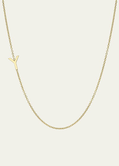 Shop Zoe Lev Jewelry 14k Yellow Gold Asymmetrical Initial T Necklace