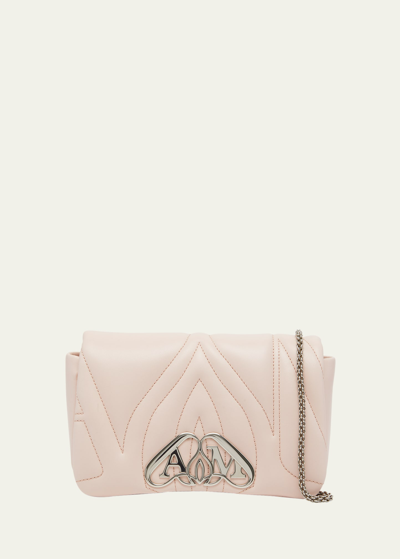 Shop Alexander Mcqueen The Seal Mini Leather Crossbody Bag In 5704 Clay