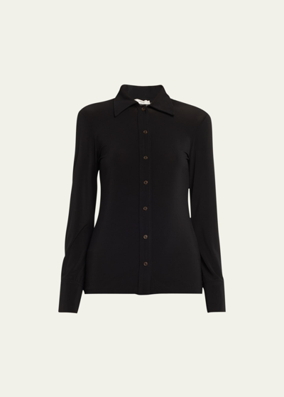 Shop Vince Long-sleeve Slim Button-front Shirt In Black
