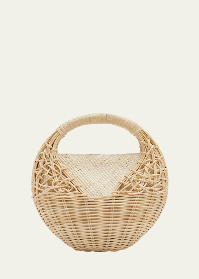 Shop Ulla Johnson Sea Shell Straw Basket Top-handle Bag In Natural