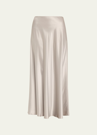 Shop Lafayette 148 Bias-cut A-line Maxi Skirt In Pale Grey