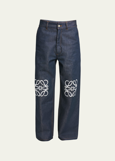 Shop Loewe Anagram Straight Leg Jeans In Raw Denim