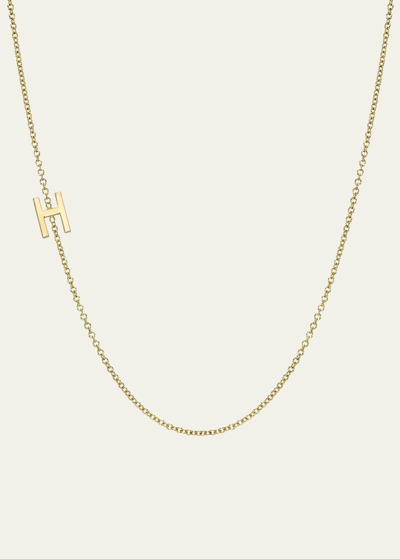 Shop Zoe Lev Jewelry 14k Yellow Gold Asymmetrical Initial T Necklace In H