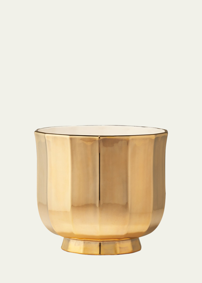 Aerin Delmara Golden Cachepot, 7" In Gold