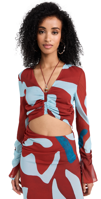 Shop Sir Frankie Gathered Sleeve Top Ruby Reflection