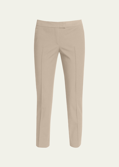 Shop Akris Punto Frankie Straight-leg Cotton-stretch Cropped Pants In Beige
