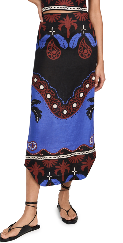 Shop Johanna Ortiz Masaa Mythology Midi Skirt Carnival Black/sapphire