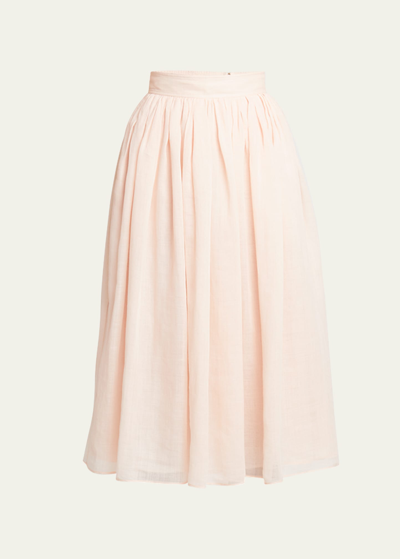 Shop Chloé Pleated Midi Skirt In Pansy Pink