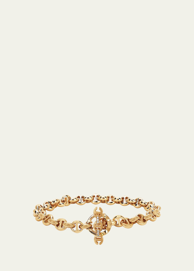 Shop Hoorsenbuhs 18k Yellow Gold 5mm Open-link Bracelet With Diamonds In Yg
