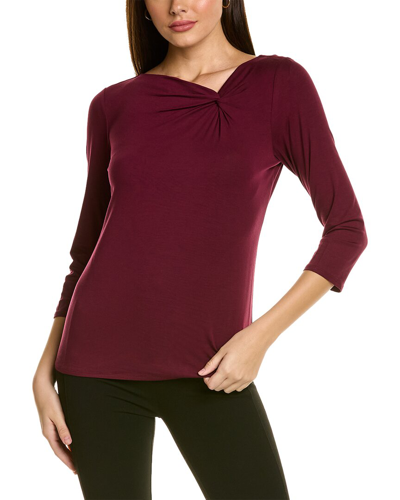 Shop Anne Klein Asymmetric Twist Neck Sweater In Red