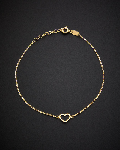 Shop Italian Gold 14k  Adjustable Length Petite Heart Bracelet