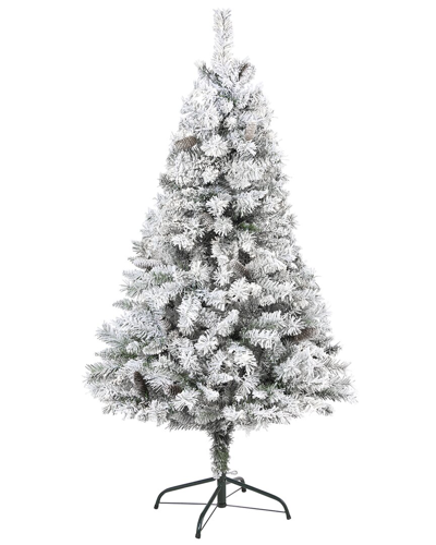 Shop Nearly Natural 5ft Flocked White River Mountain Pine Artificial Christmas Tree In Green