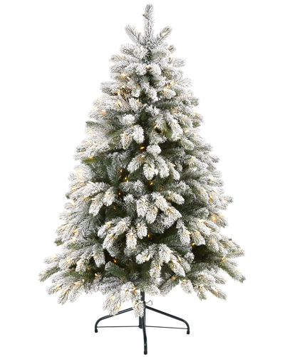 Shop Nearly Natural 5ft Flocked South Carolina Spruce Artificial Christmas Tree In Green