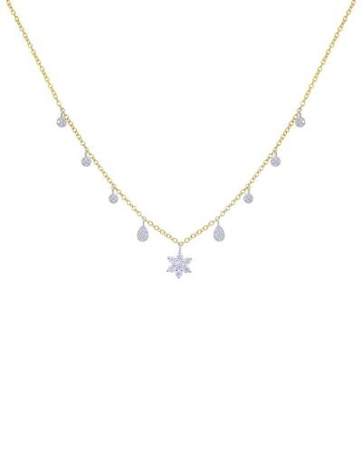 Shop Meira T 14k Two-tone 0.35 Ct. Tw. Diamond Flower Charm Necklace