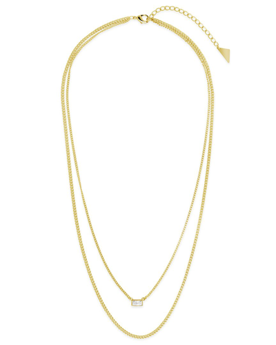 Sterling Forever 14k Plated Cz Layered Necklace