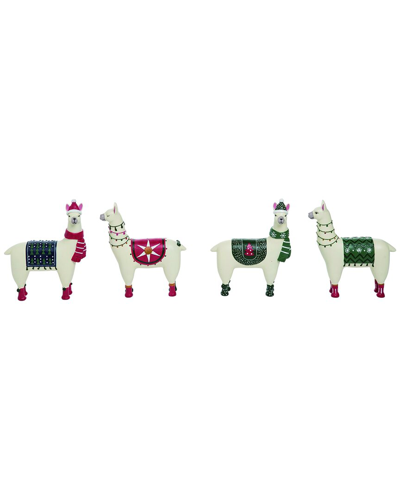 Shop Transpac Set Of 4 Resin 6in Multicolored Christmas Llama Figurine