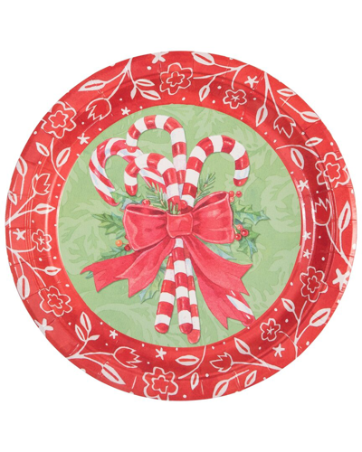 Shop Transpac Set Of 8 Paper 9in Multicolor Christmas Candy Cane Plate