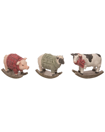 Shop Transpac Set Of 3 Resin Multicolor Christmas Farm Figurines