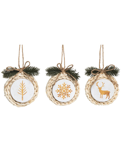 Shop Transpac Set Of 3 Natural Fiber 4.5in Multicolored Christmas Grass Braided Icon Ornament