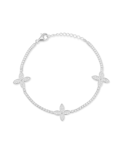 Chloe & Madison Chloe And Madison Silver Cz Flower Tennis Bracelet
