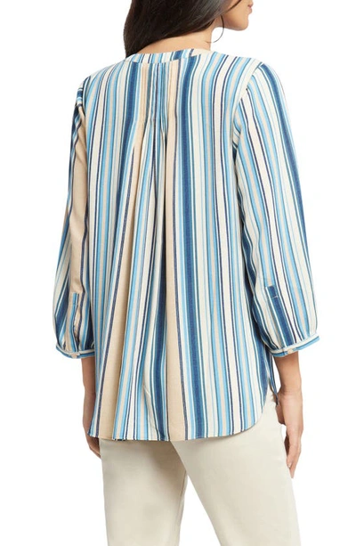 Nydj High-low Crepe Blouse In Hilltop Stripe