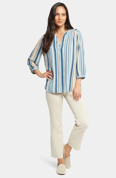 Nydj High-low Crepe Blouse In Hilltop Stripe