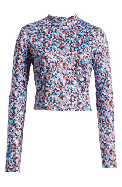 Shop Champion Soft Touch Mock Neck Long Sleeve Top In Mini Geo Multi
