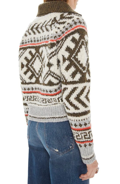 Shop Mother The Buttoned Alpaca Blend Fair Isle Sweater In Dimestore Cowgirl