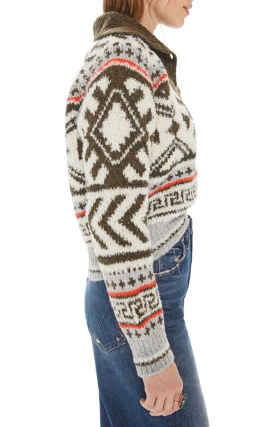 Shop Mother The Buttoned Alpaca Blend Fair Isle Sweater In Dimestore Cowgirl